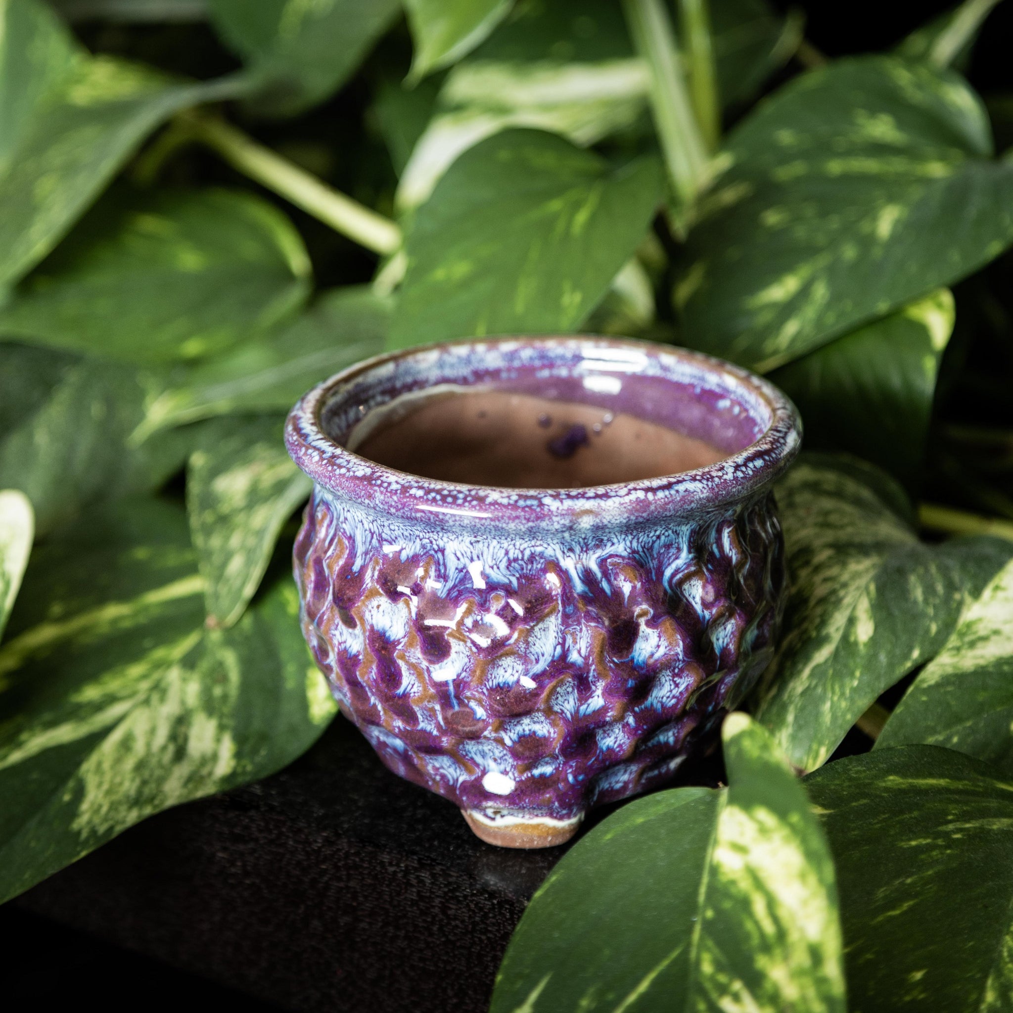 purple ceramic plant pot Amethyst Burst Glazed Plant Pot | 10CM