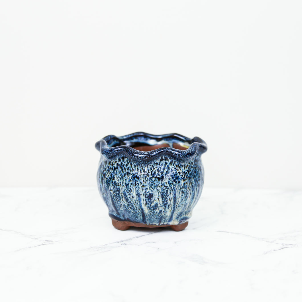 Blue glaze handmade pot for indoor plant pot for houseplants