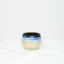 Load image into Gallery viewer, blue handmade glazed plant pot for indoor plants side view