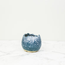 Load image into Gallery viewer, blue Glazed egg plant pot for succulents and cacti