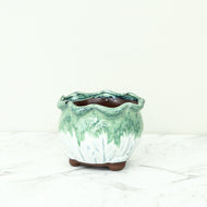 Emerald glaze round plant pot